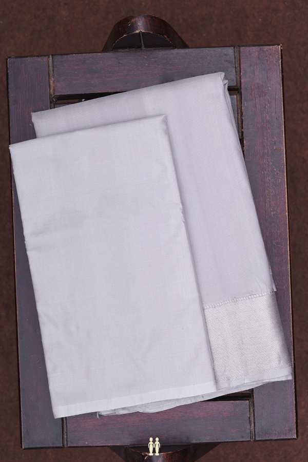 Zari Border Grey Silk Dhoti With Shirt Material