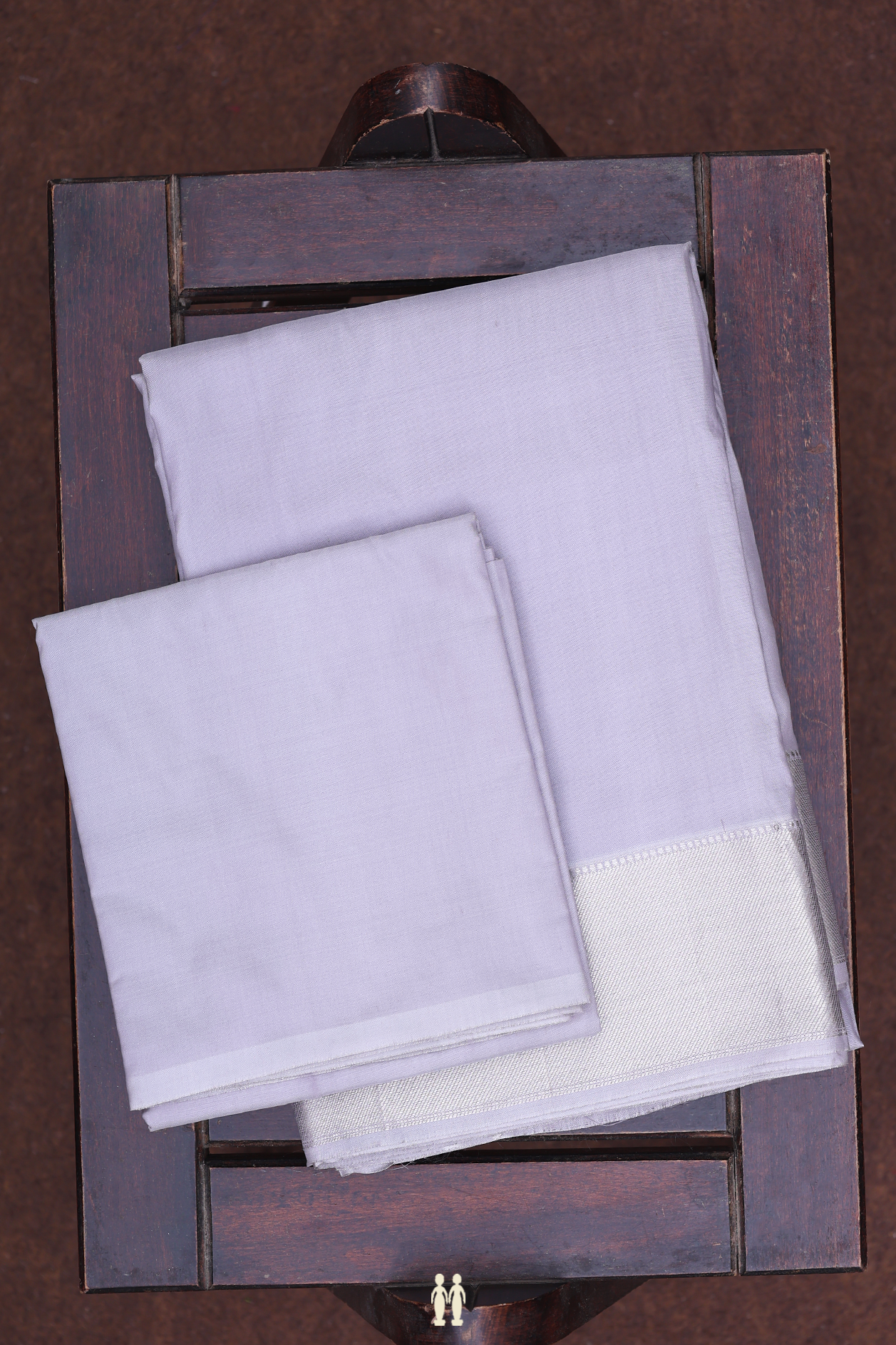 Twill Weave Border Grey Silk Dhoti With Shirt Material