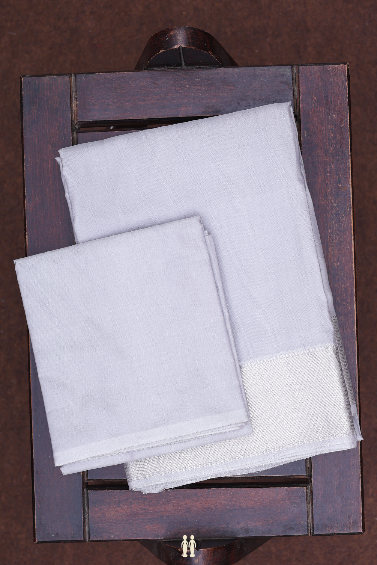 Twill Weave Border Grey Silk Dhoti With Shirt Material