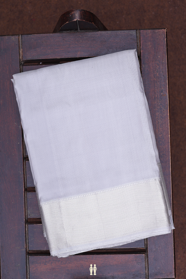 Twill Weave Border Grey Silk Dhoti With Shirt Material