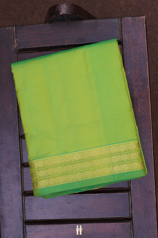 Rudraksh Border Parrot Green Silk Dhoti With Angavastram Set