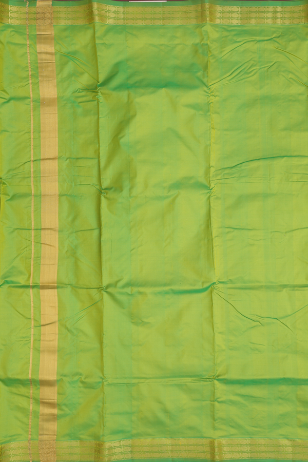 Rudraksh Border Parrot Green Silk Dhoti With Angavastram Set
