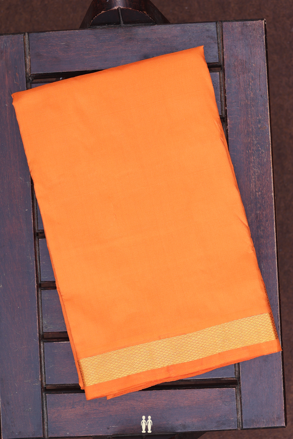 Zari Border Orange Silk Dhoti With Angavastram Set
