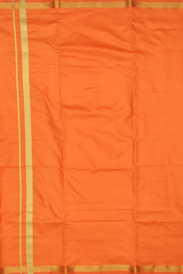 Zari Border Orange Silk Dhoti With Angavastram Set
