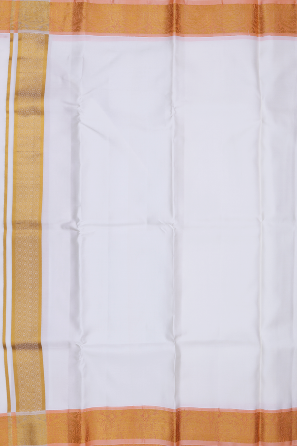 Contrast Border White Silk Dhoti With Angavastram Set
