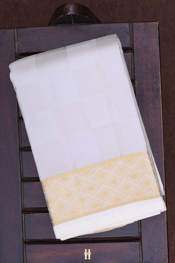 Zari Border White Silk Dhoti With Shirt Material