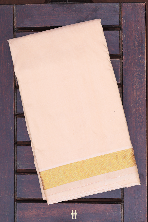 Diamond Border Ivory Silk Dhoti With Angavastram Set