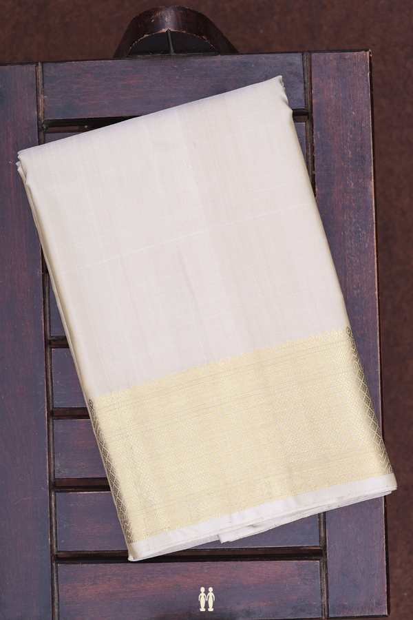 Zari Border Cream Color Silk Dhoti With Angavastram Set