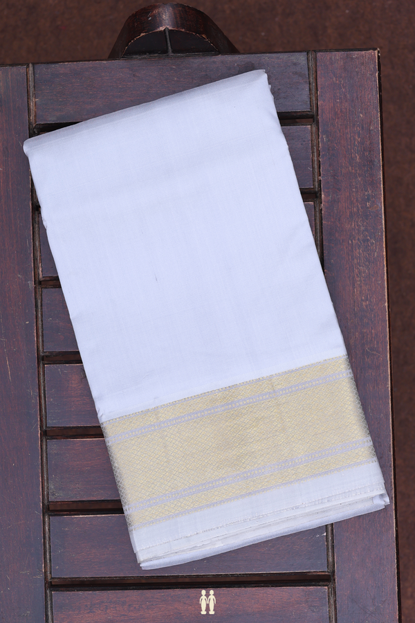 Diamond Border Steel Blue Silk Dhoti With Shirt Material