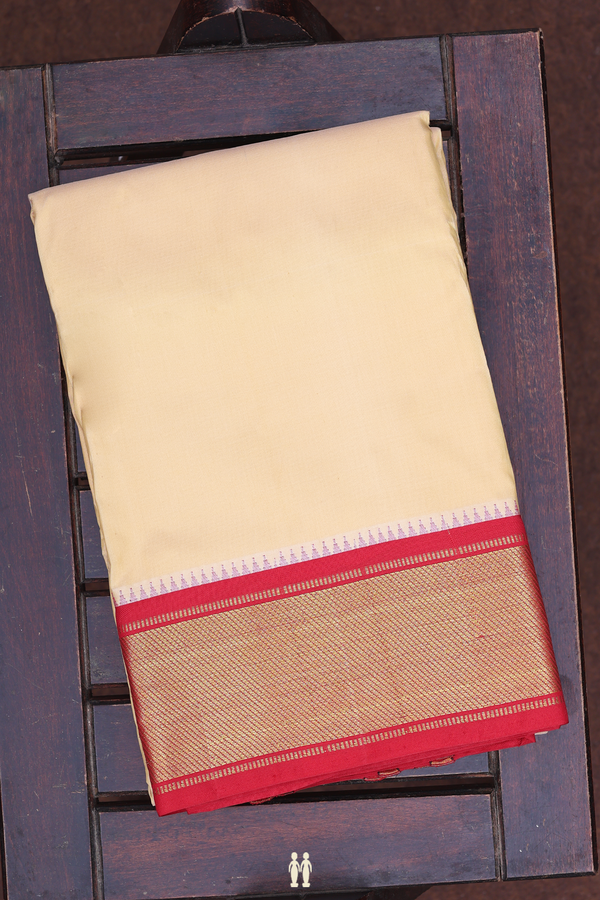 Contrast Border Light Orange Silk Dhoti With Angavastram Set