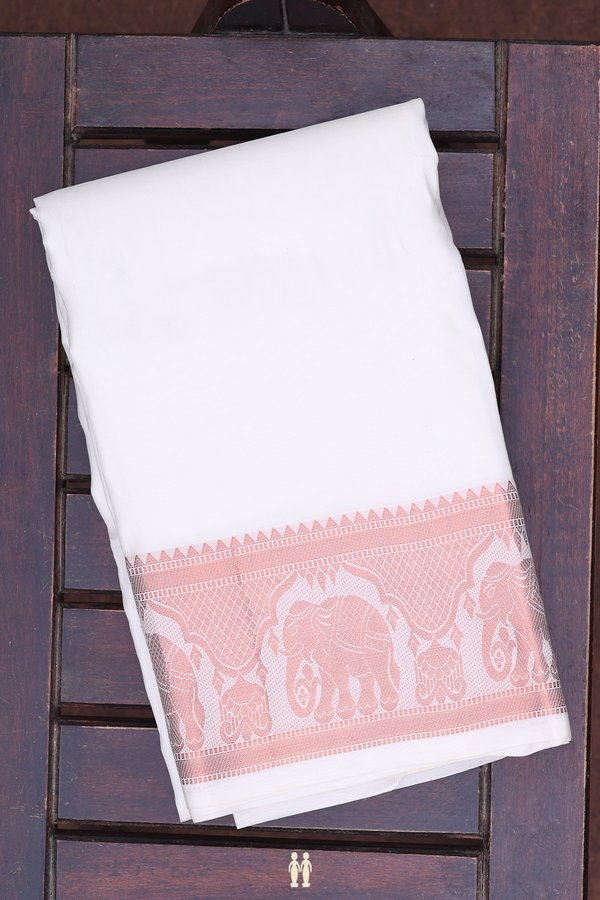 Ganga Jamuna Border White Silk Dhoti With Angavastram Set