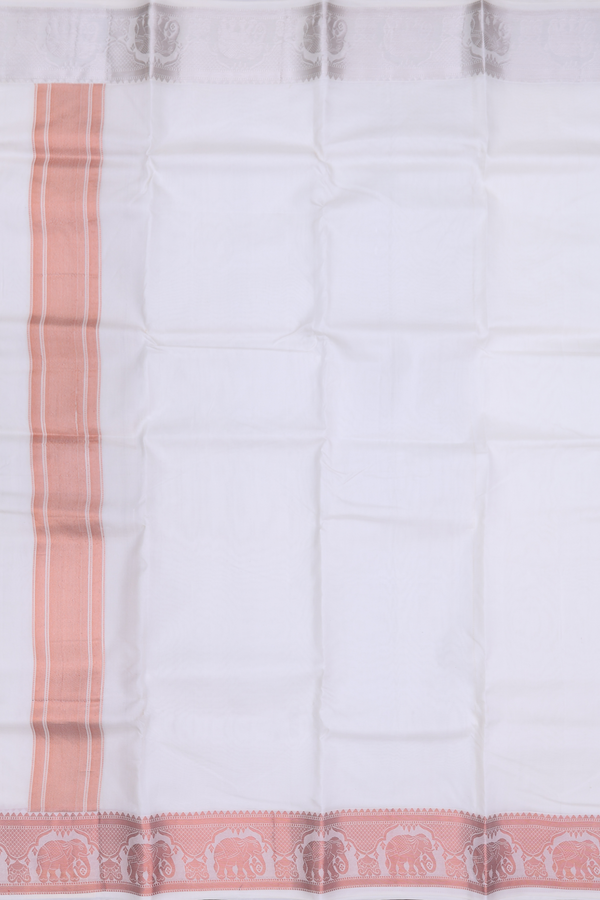Ganga Jamuna Border White Silk Dhoti With Angavastram Set