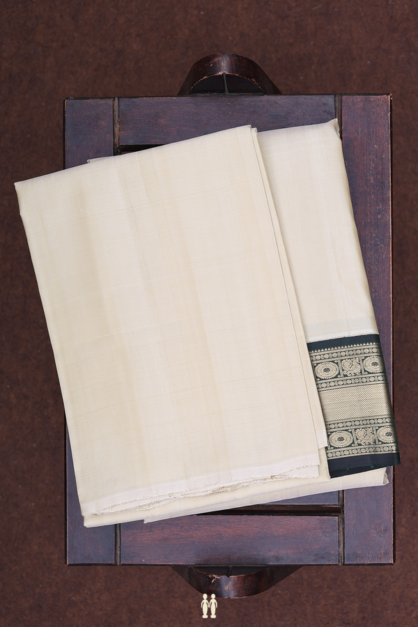 Ganga Jamuna Border Cream Silk Dhoti With Shirt Material