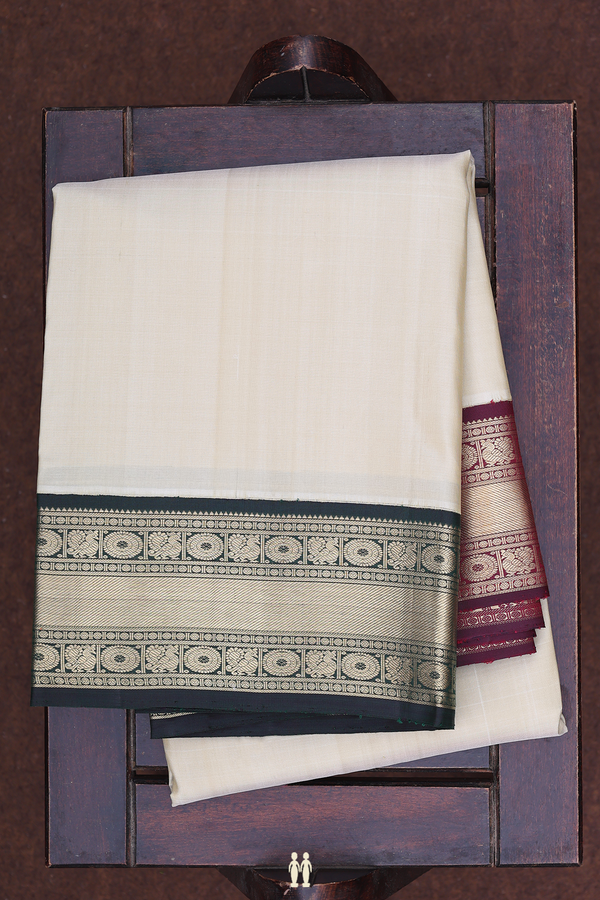 Ganga Jamuna Border Cream Silk Dhoti With Shirt Material