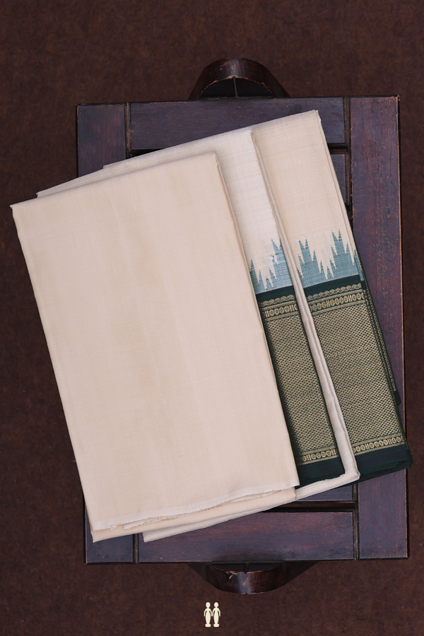 Contrast Border Pastel Brown Silk Dhoti With Shirt Material