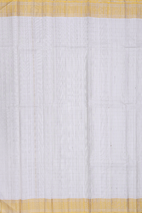 Checks Design White Silk Dhoti With Shirt Material