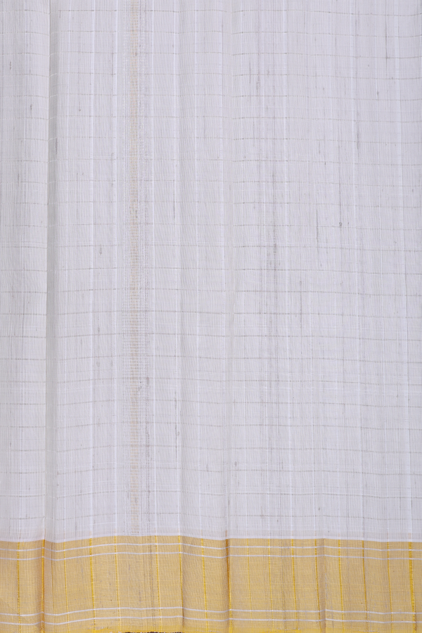 Checks Design White Silk Dhoti With Shirt Material
