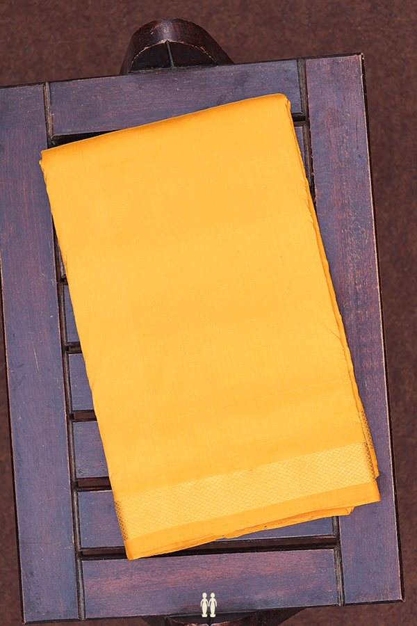 Zari Border Yellow Silk Dhoti With Angavastram Set