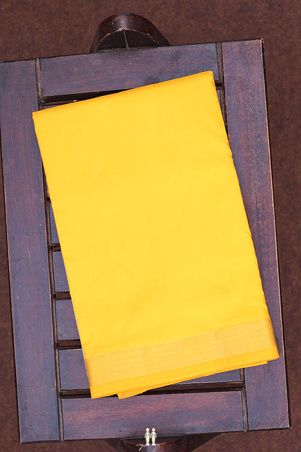 Zari Border Bright Yellow Silk Dhoti With Angavastram Set