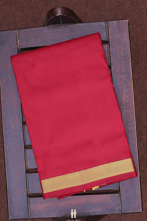 Zari Border Burgundy Red Silk Dhoti With Angavastram Set