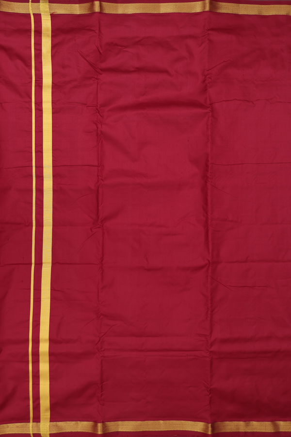 Zari Border Burgundy Red Silk Dhoti With Angavastram Set