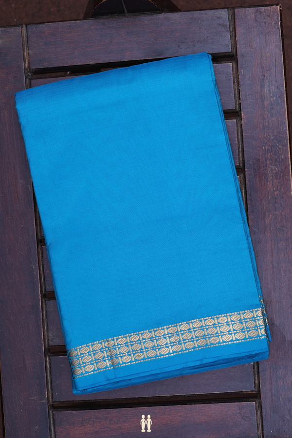 Rudraksh Border Cerulean Blue Silk Dhoti With Angavastram Set