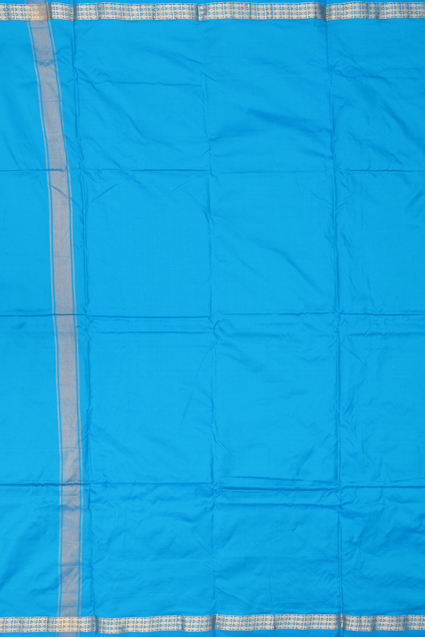 Rudraksh Border Cerulean Blue Silk Dhoti With Angavastram Set