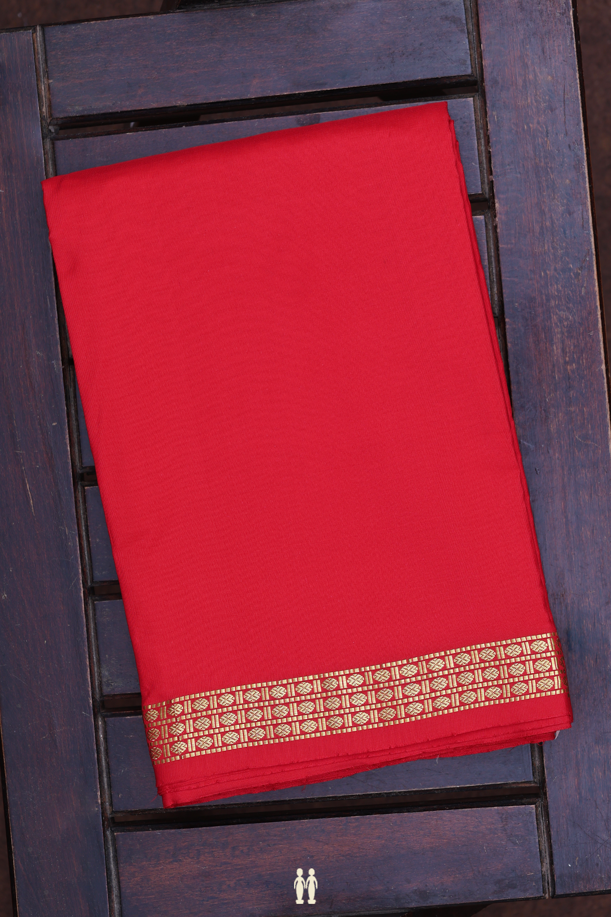 Rudraksh Border Scarlet Red Silk Dhoti With Angavastram Set