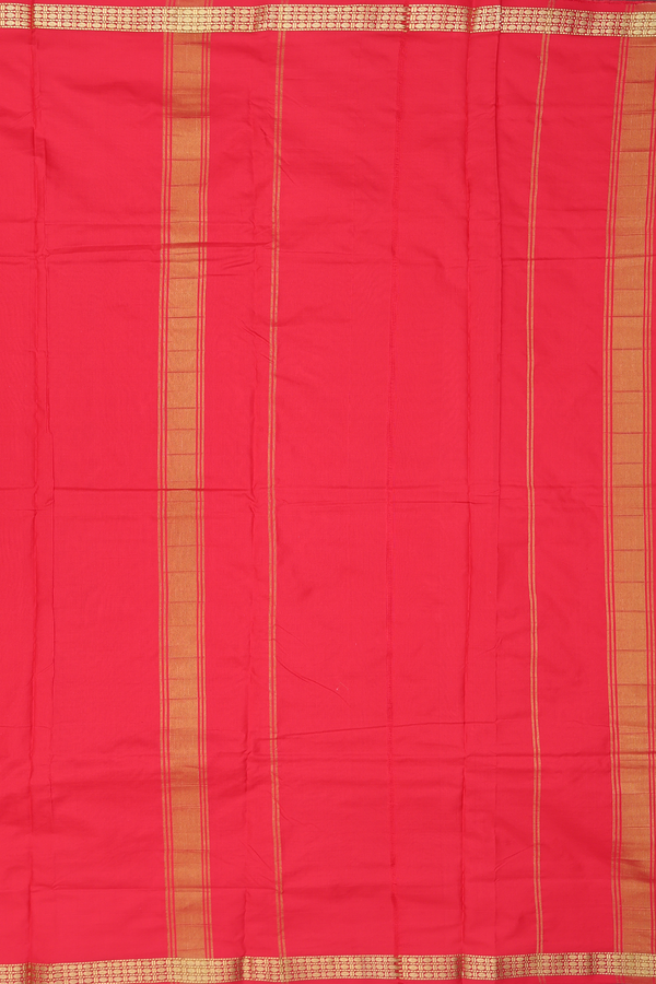 Rudraksh Border Scarlet Red Silk Dhoti With Angavastram Set