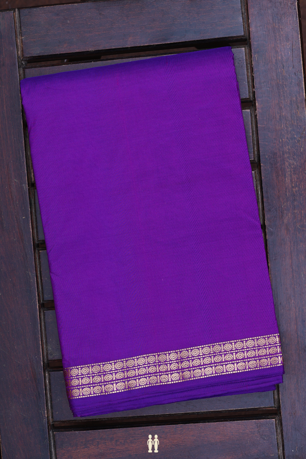 Zari Border Royal Purple Silk Dhoti With Angavastram Set