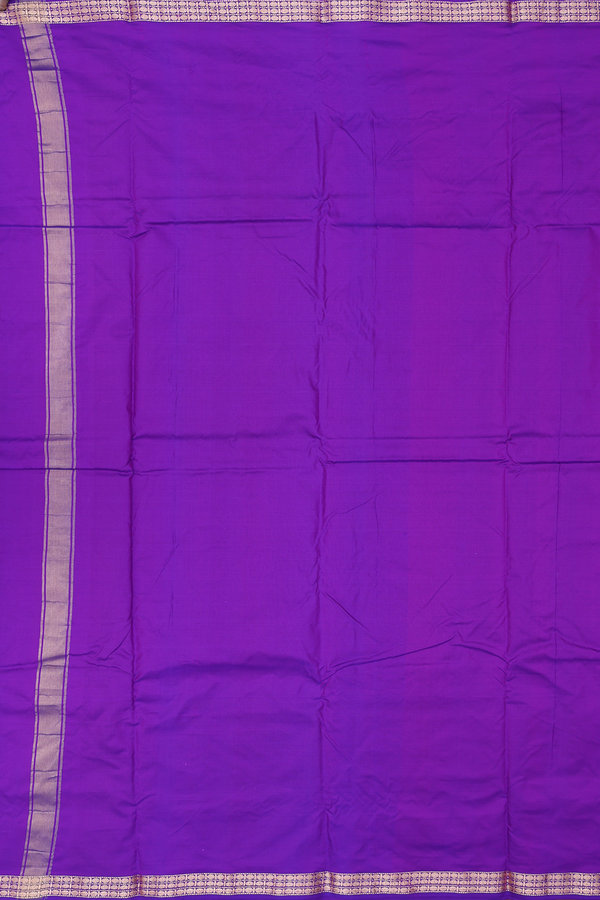 Zari Border Royal Purple Silk Dhoti With Angavastram Set