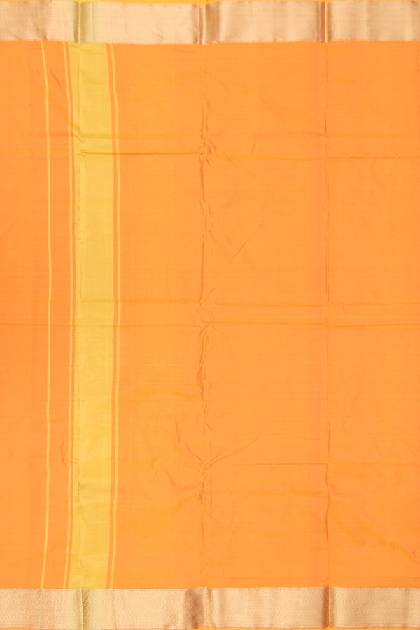 Zari Border Mango Yellow Silk Dhoti With Angavastram Set