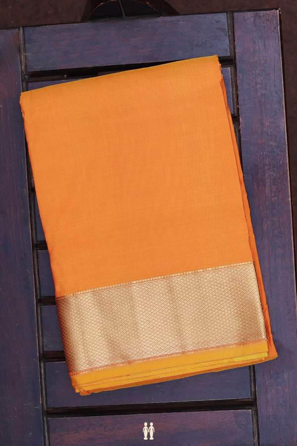 Zari Border Mango Yellow Silk Dhoti With Angavastram Set