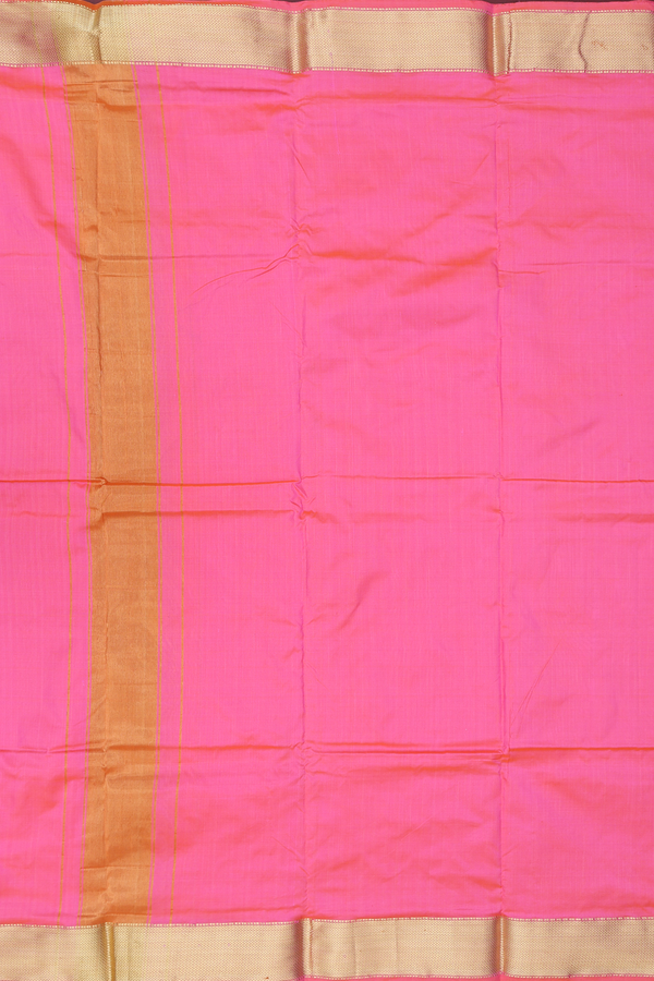 Chevron Border Pink Silk Dhoti With Angavastram Set