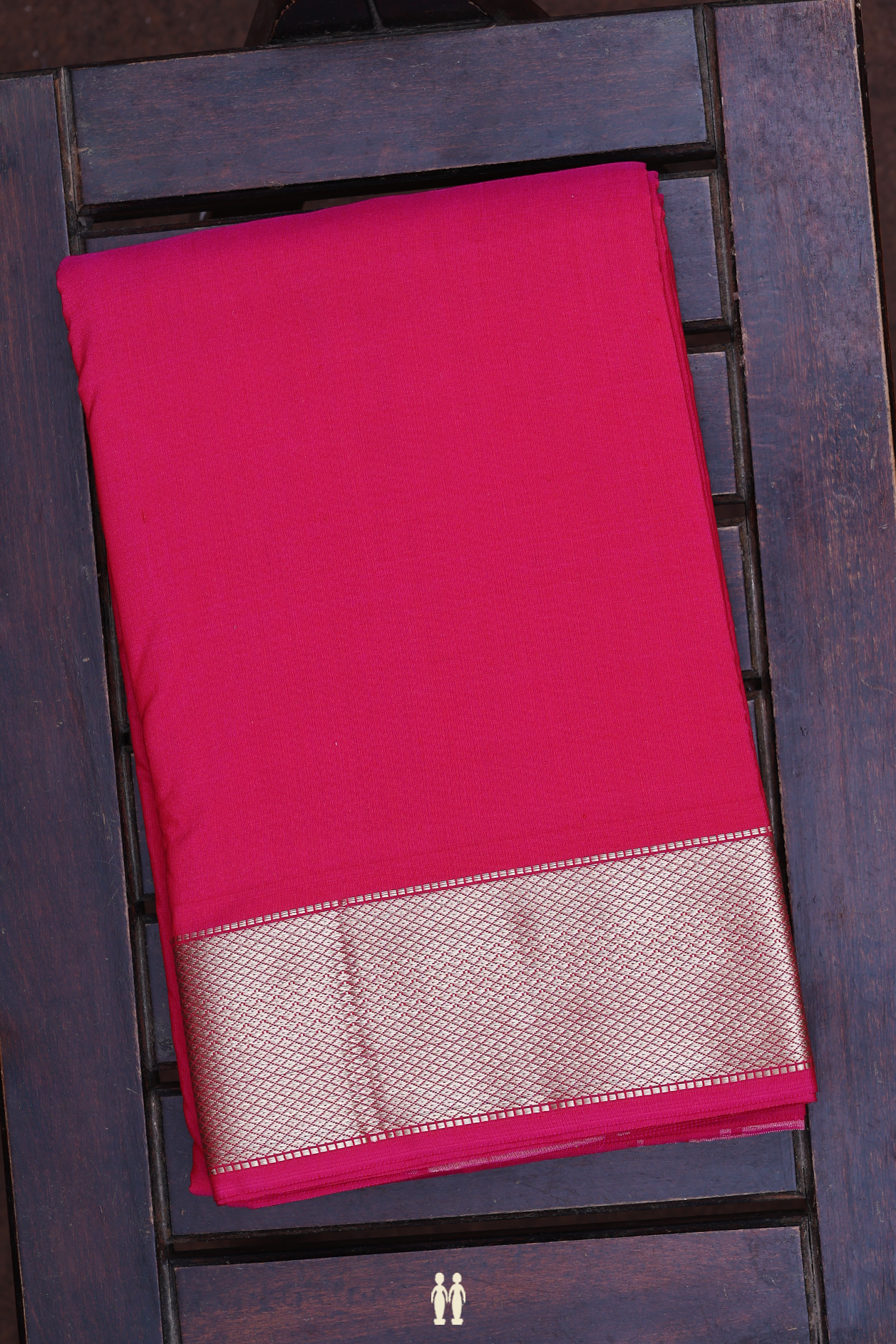 Zari Border Rani Pink Silk Dhoti With Angavastram Set