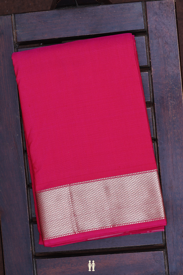 Zari Border Rani Pink Silk Dhoti With Angavastram Set