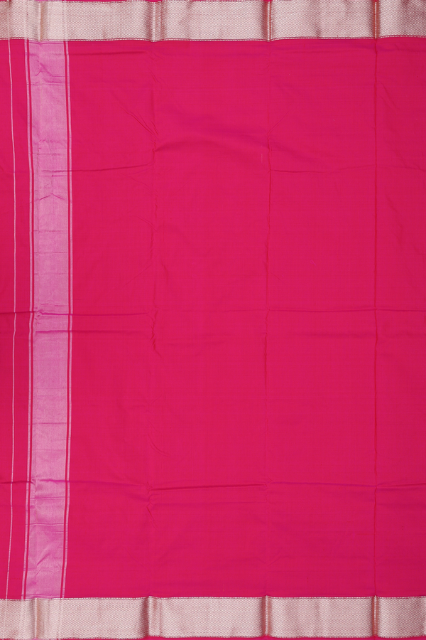 Zari Border Rani Pink Silk Dhoti With Angavastram Set