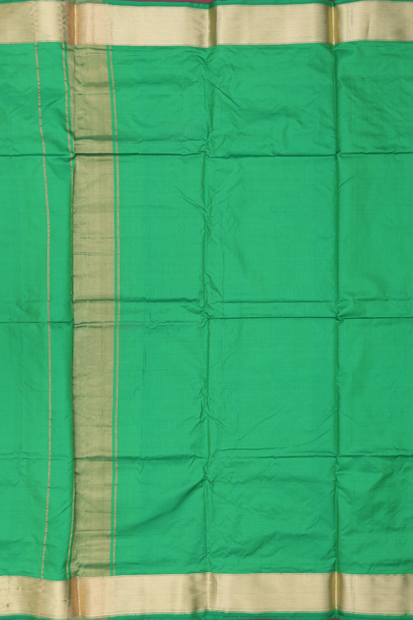 Zari Border Green Silk Dhoti With Angavastram Set