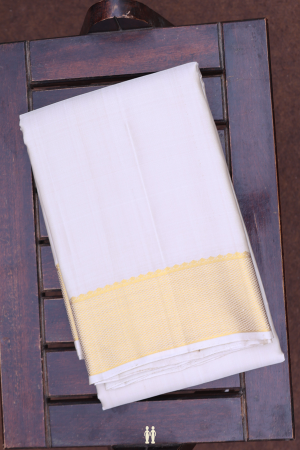 Diamond Border Dusty Cream Dhoti With Shirt Material