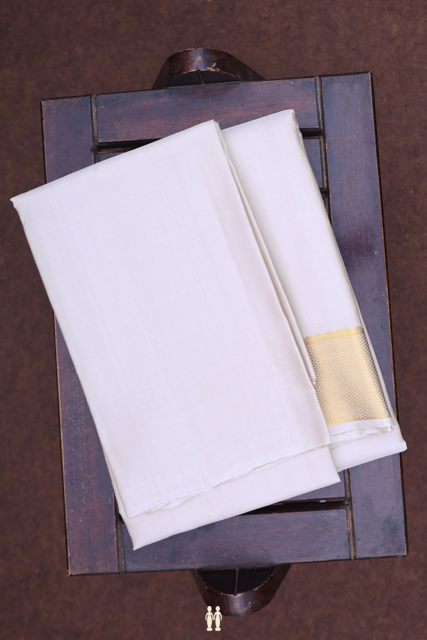 Diamond Border Dusty Cream Dhoti With Shirt Material