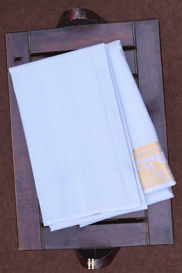 Pallakku Border Blue Dhoti With Shirt Material