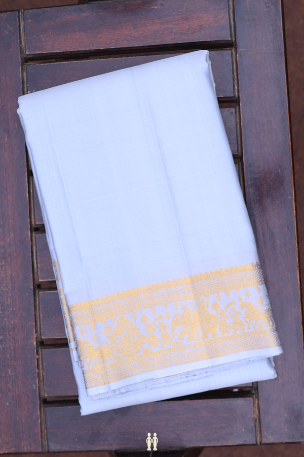Pallakku Border Blue Dhoti With Shirt Material