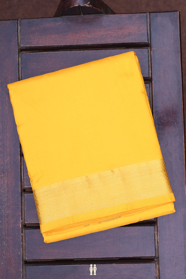 Diamond Border Yellow Silk Dhoti Angavastram Set