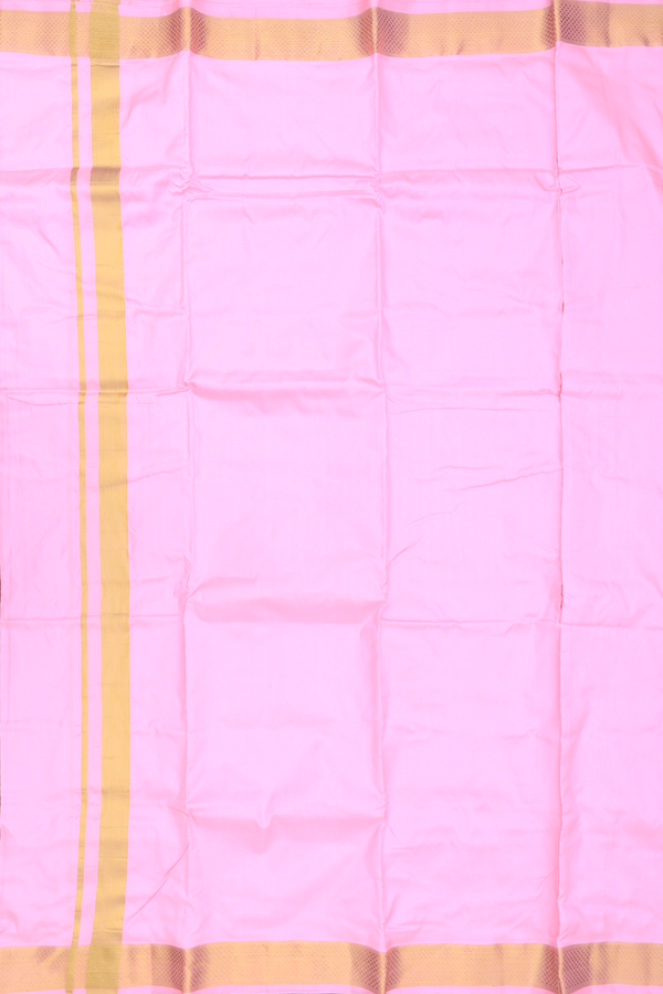 Zari Border Pink Silk Dhoti With Angavastram Set
