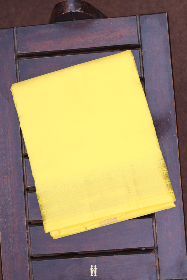 Rudraksh Border Yellow Silk Dhoti With Angavastram Set