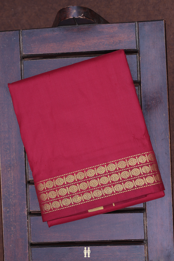 Rudraksh Border Maroon Silk Dhoti With Angavastram Set