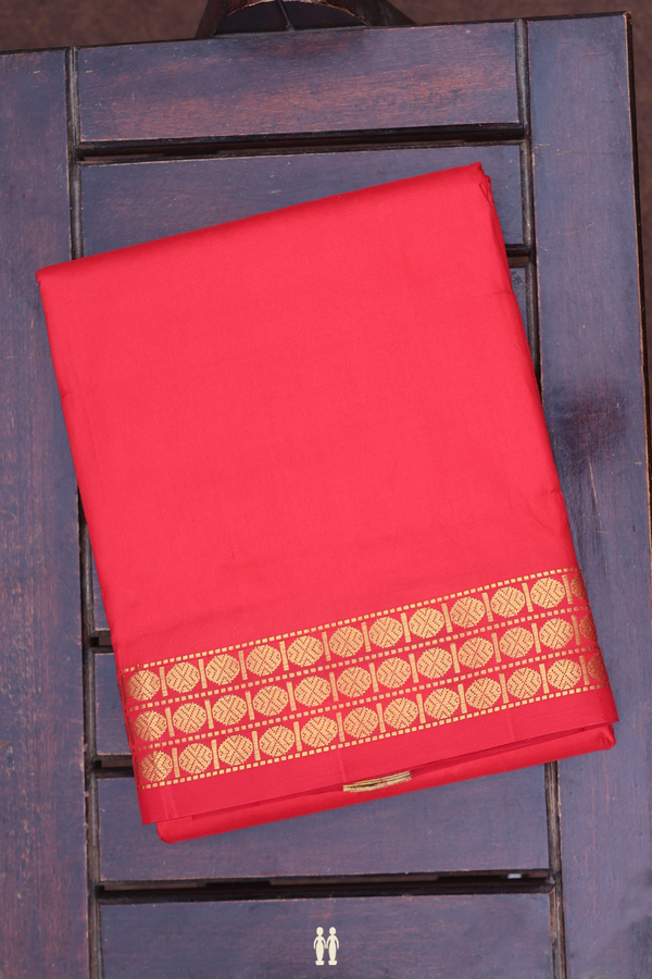 Rudraksh Border Scarlet Red Dhoti With Angavastram Set