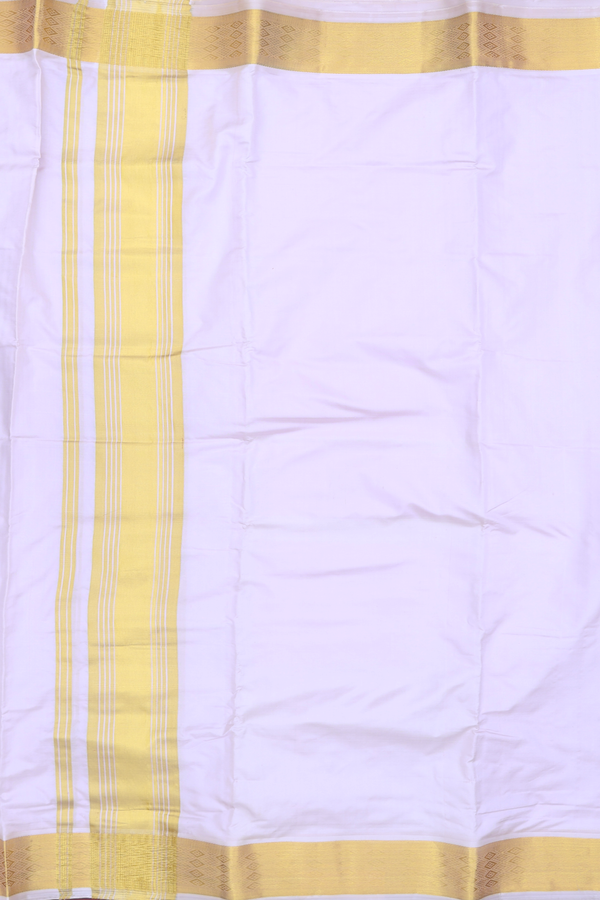 Zari Border Light Grey Silk Dhoti With Angavastram Set