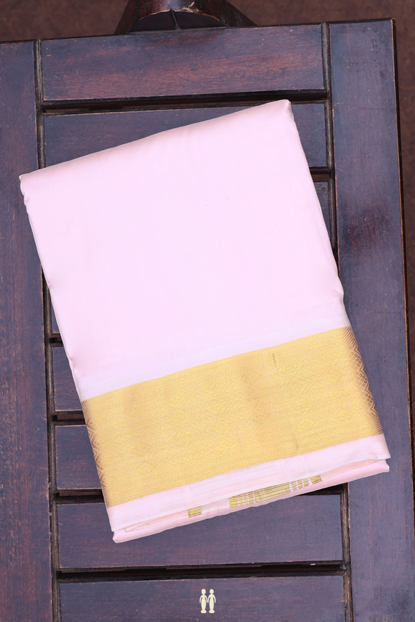 Diamond Border Pink Silk Dhoti Angavastram Set