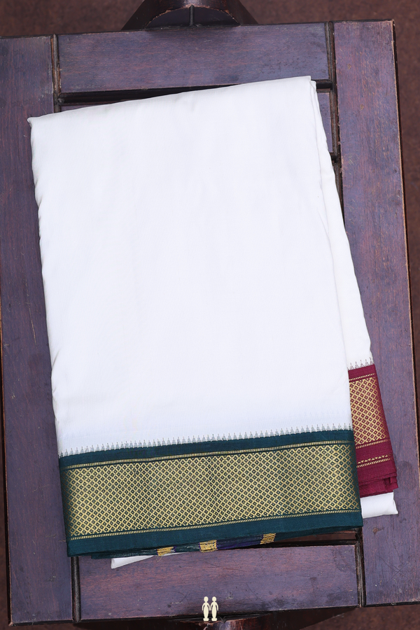 Ganga Jamuna Border White Silk Dhoti With Angavastram Set
